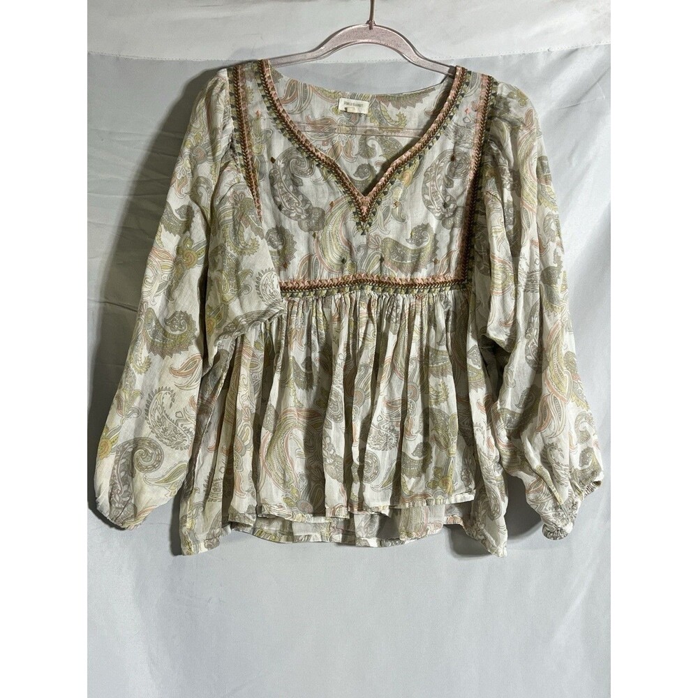 World Market Paisley Peasant Top S M Small Medium Boho Floral Festival Blouse